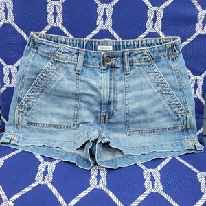 Aerie Wander Jean Shorts Soft Stretch Light Blue Denim  2" Inseam Pockets Small